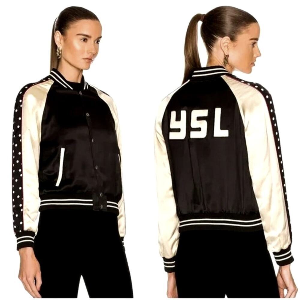 Saint Laurent Satin Teddy Jacket 'Noir'